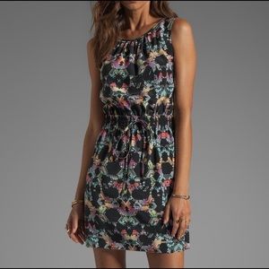 Tibi Kaleidoscope Silk Dress with Smocked Waist